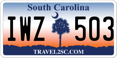SC license plate IWZ503