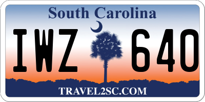 SC license plate IWZ640