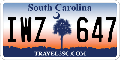 SC license plate IWZ647