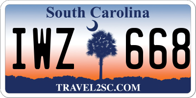 SC license plate IWZ668