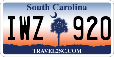 SC license plate IWZ920
