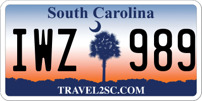 SC license plate IWZ989
