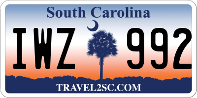 SC license plate IWZ992