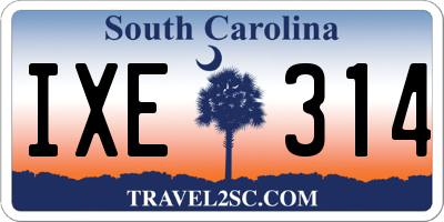 SC license plate IXE314