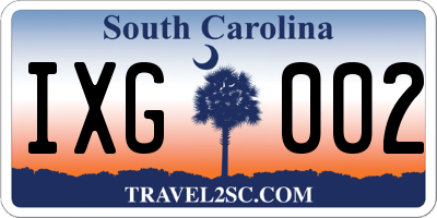 SC license plate IXG002