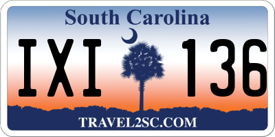 SC license plate IXI136