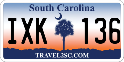 SC license plate IXK136
