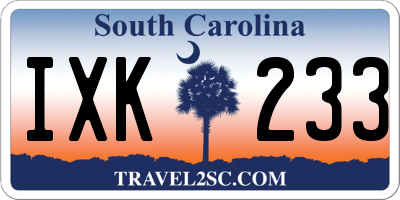 SC license plate IXK233