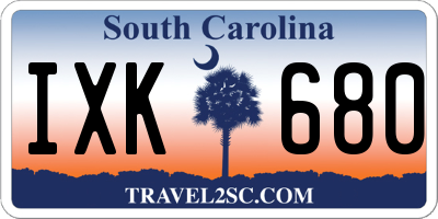 SC license plate IXK680