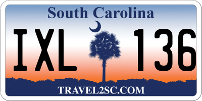 SC license plate IXL136