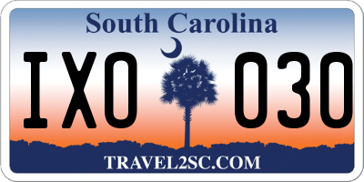 SC license plate IXO030