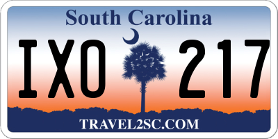 SC license plate IXO217