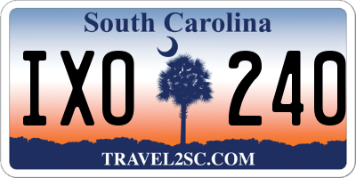 SC license plate IXO240