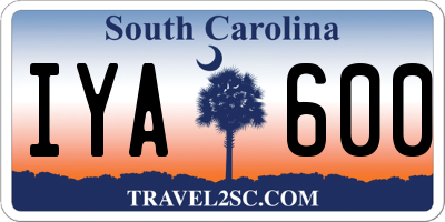 SC license plate IYA600
