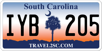 SC license plate IYB205