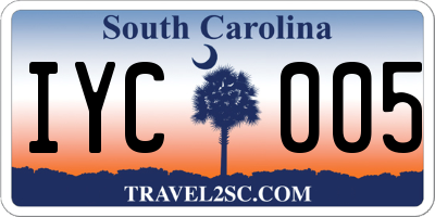 SC license plate IYC005