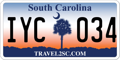 SC license plate IYC034
