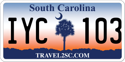 SC license plate IYC103