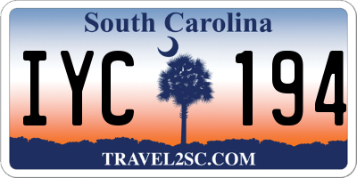 SC license plate IYC194