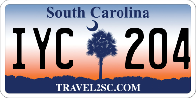 SC license plate IYC204