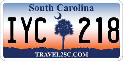 SC license plate IYC218