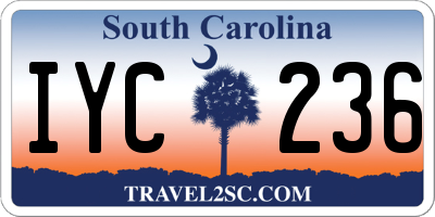SC license plate IYC236