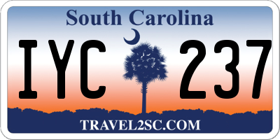 SC license plate IYC237