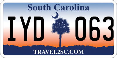 SC license plate IYD063