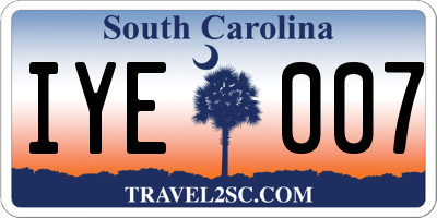 SC license plate IYE007