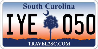 SC license plate IYE050
