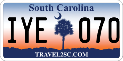 SC license plate IYE070