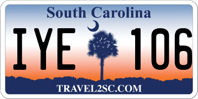 SC license plate IYE106