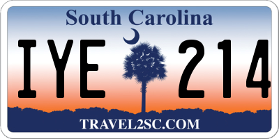 SC license plate IYE214