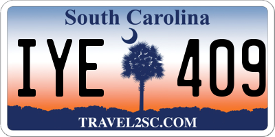 SC license plate IYE409