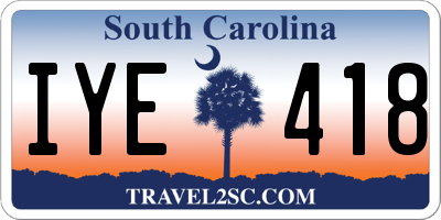 SC license plate IYE418