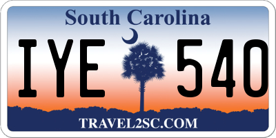 SC license plate IYE540