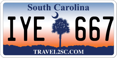 SC license plate IYE667
