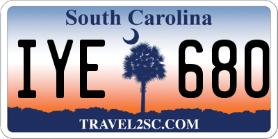 SC license plate IYE680