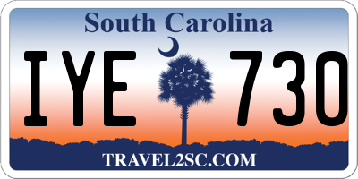 SC license plate IYE730