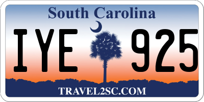 SC license plate IYE925