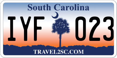 SC license plate IYF023