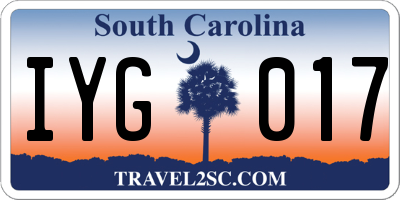SC license plate IYG017