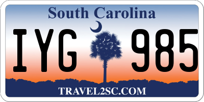 SC license plate IYG985