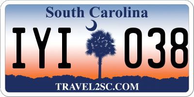 SC license plate IYI038
