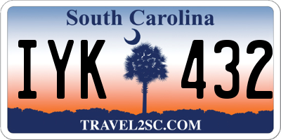 SC license plate IYK432