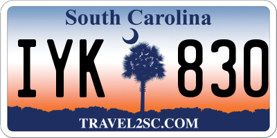 SC license plate IYK830