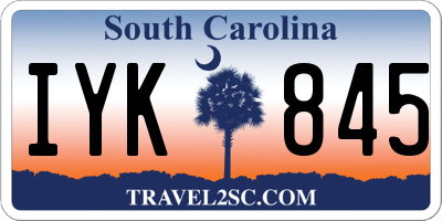 SC license plate IYK845