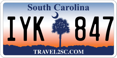 SC license plate IYK847