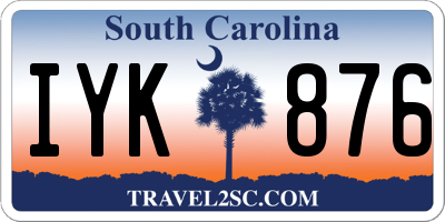 SC license plate IYK876