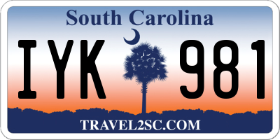 SC license plate IYK981